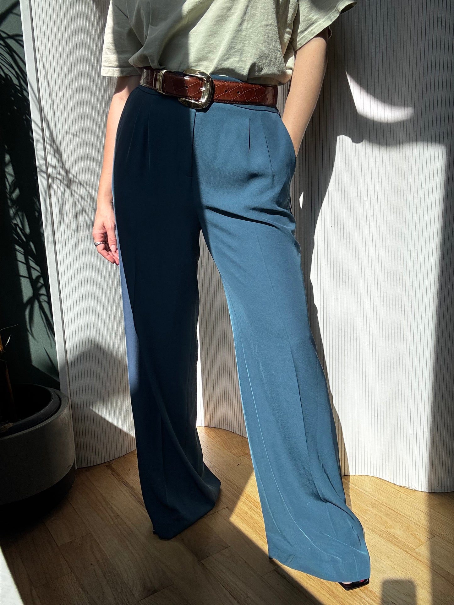 Donna Karen New York Indigo Wide Leg Trousers