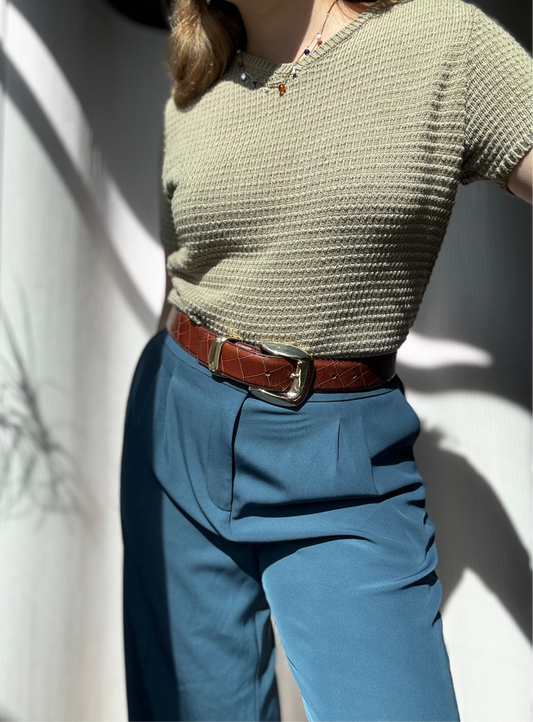 Donna Karen New York Indigo Wide Leg Trousers