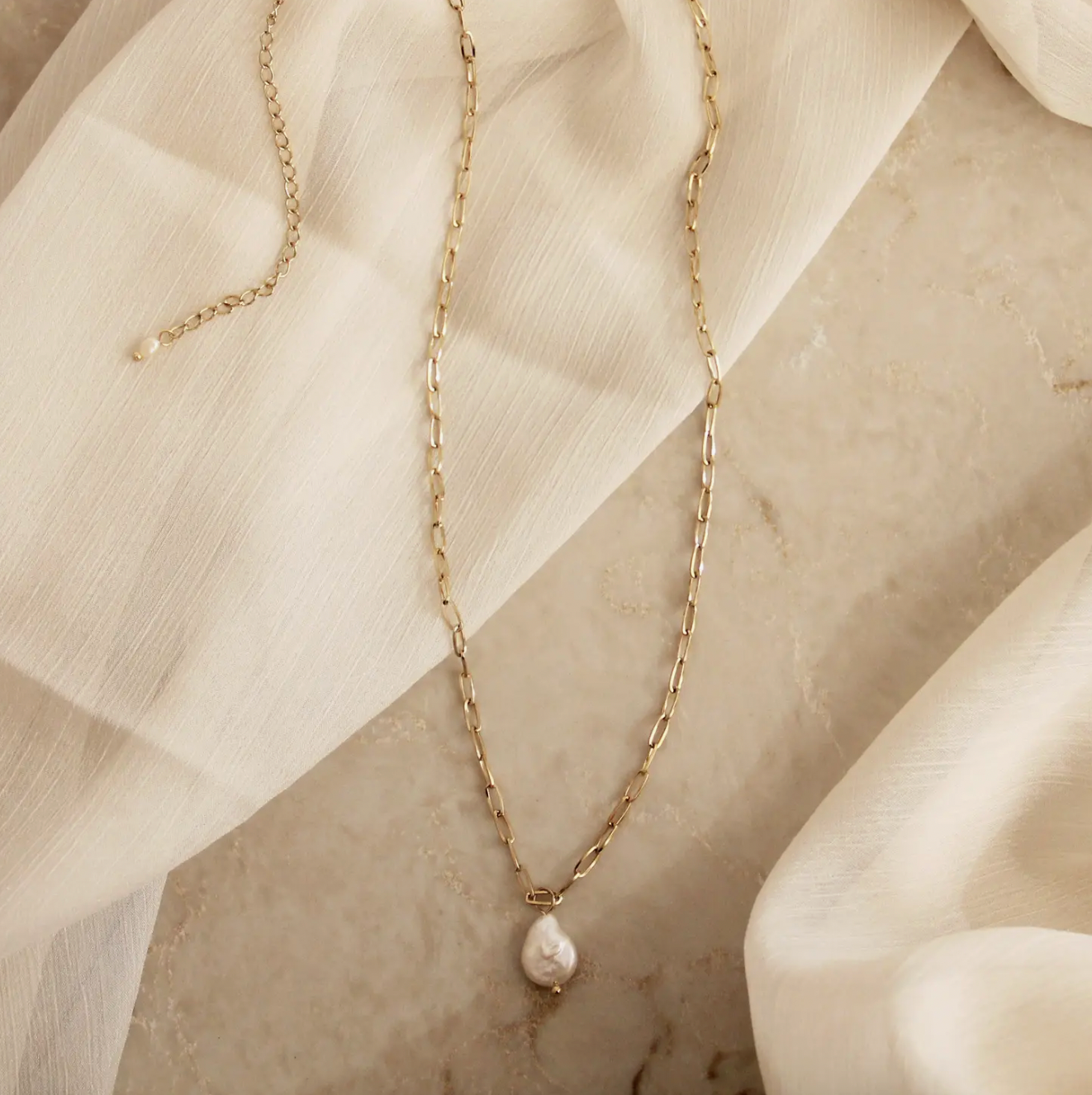 The Baroque Pearl Paperclip Necklace