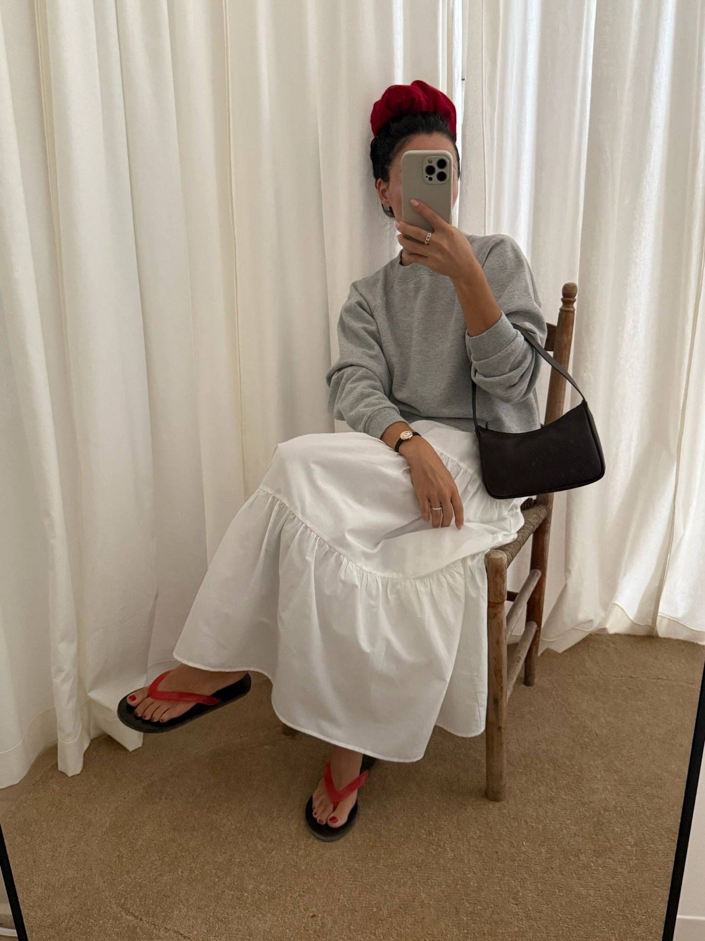 The MiMi Silk Cotton Voile Skirt in White