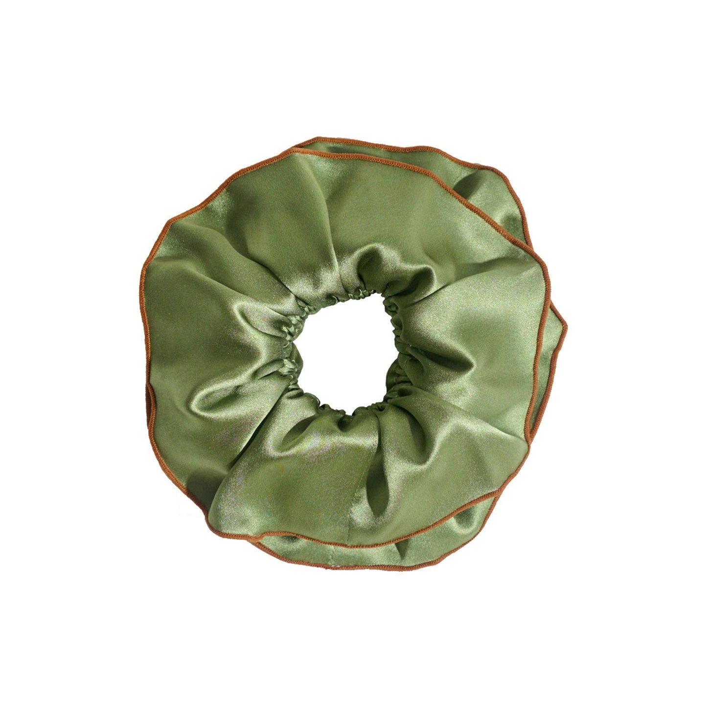 Double-Layer Oversized Silk Scrunchie in Martini Olive by Lost Pattern