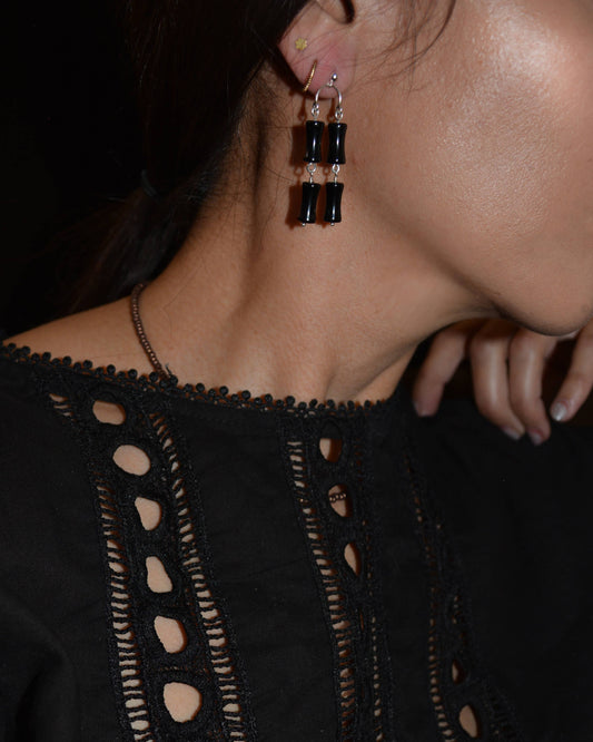 Onyx Bamboo Dangles