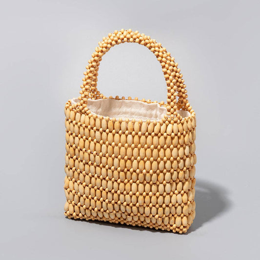 Woven Handmade Bead Bag in Yellow