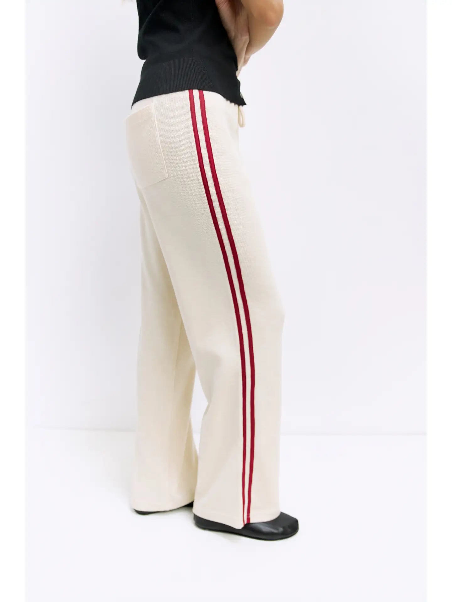 The Enzo Pants in Cream & Red