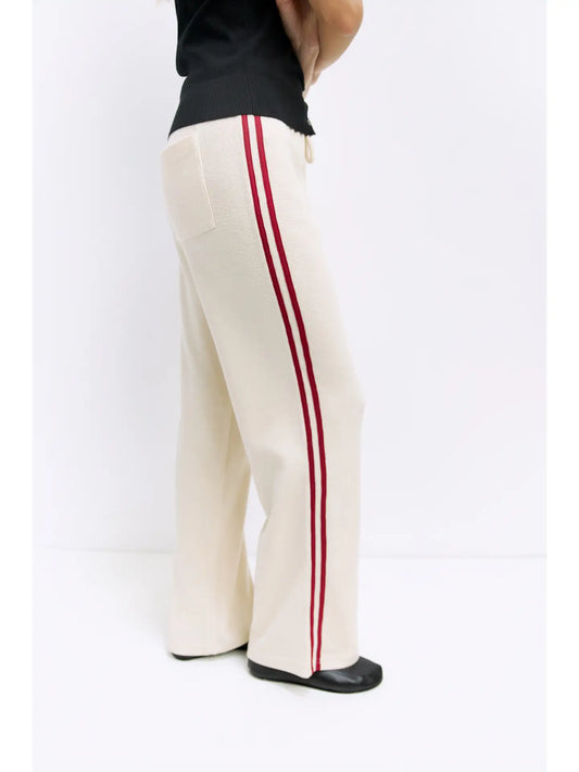 The Enzo Pants in Cream & Red