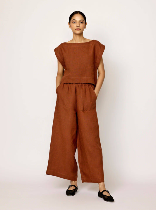 Laude Everyday Linen Pant in Amber