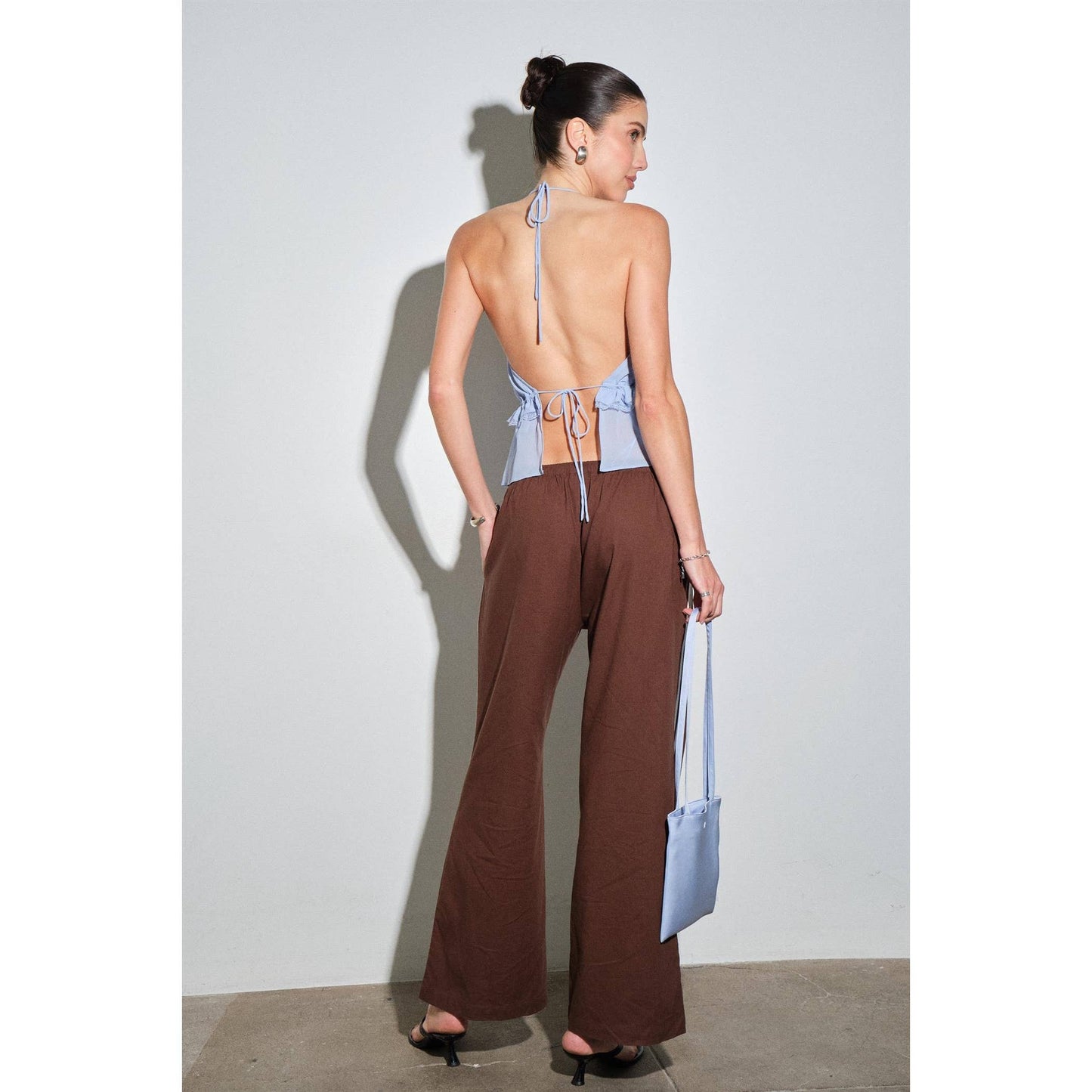 The Seren Chiffon Halter in Powder Blue
