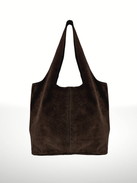 The Giannina Suede Shoulder Bag in Coffee