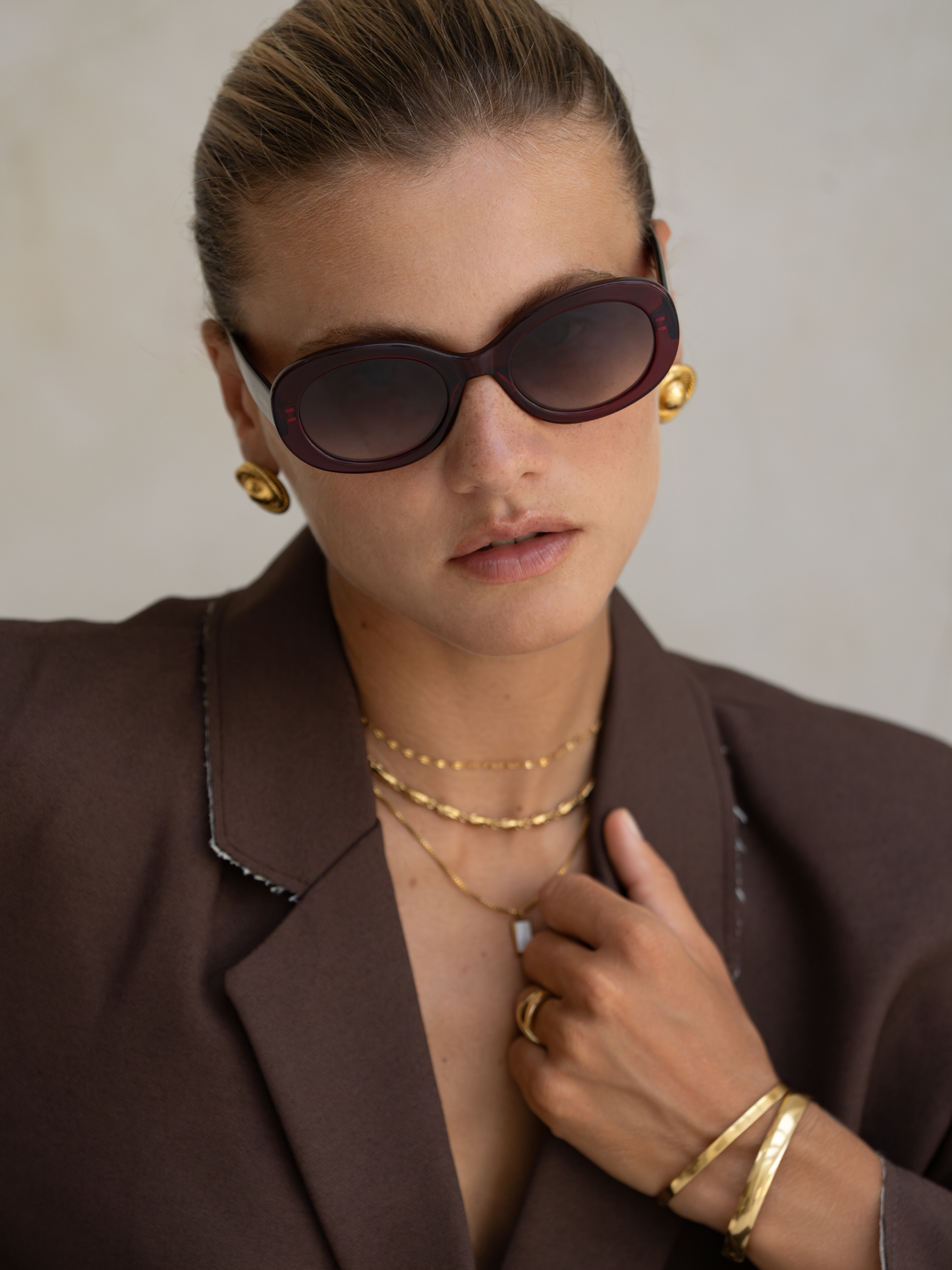 Aria Oval Sunnies in Dark Cherry