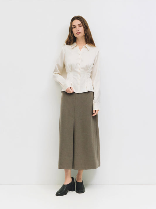 The Rina Satin Button-Up Blouse
