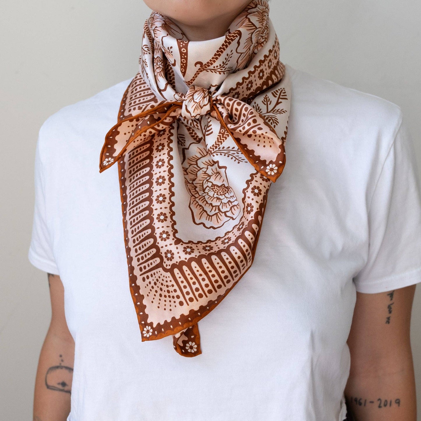 Silk Twill Scarf Ramble in Sandstone