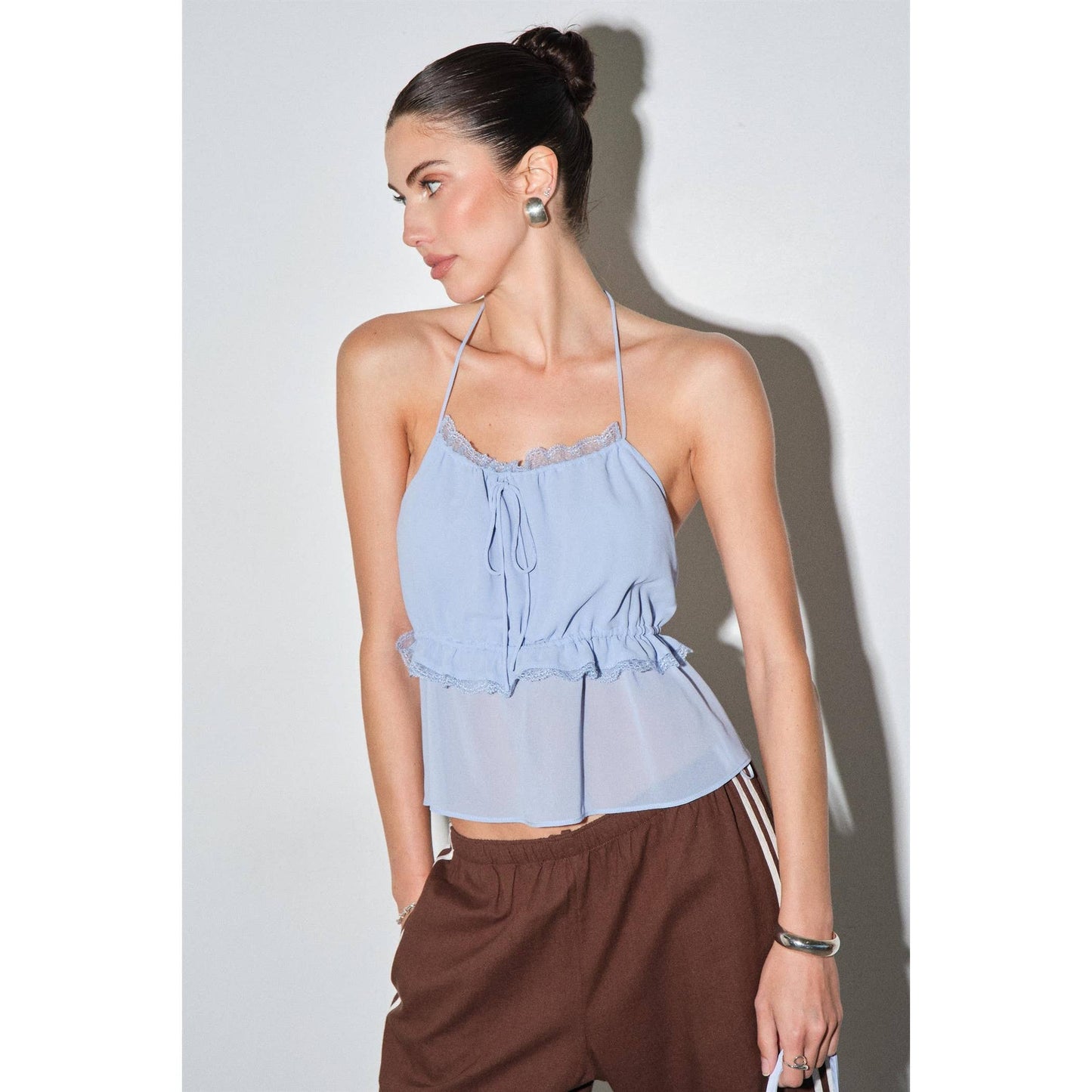 The Seren Chiffon Halter in Powder Blue