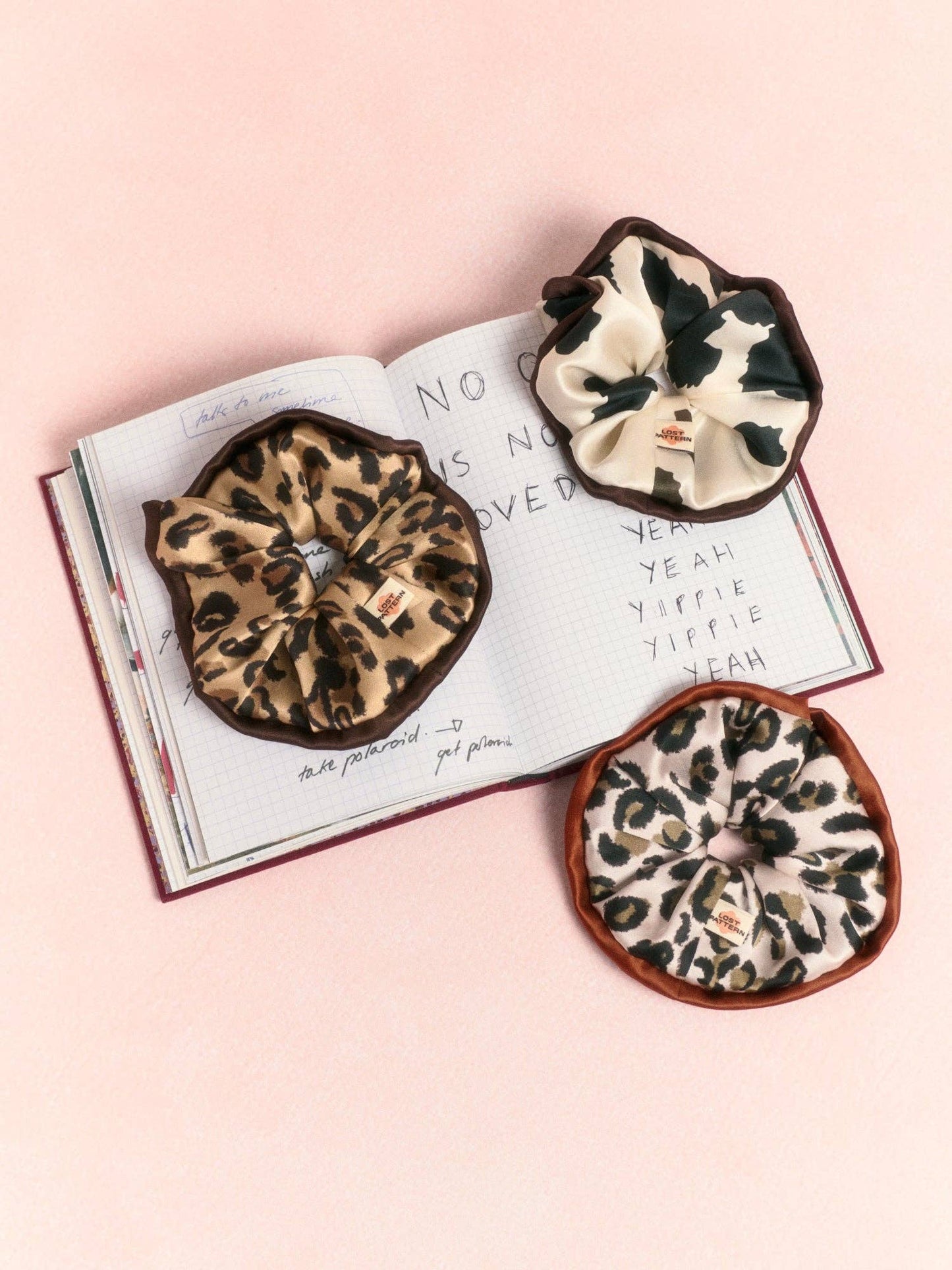 Spot Chic Oversized Silk Scrunchie in Blush Leopard