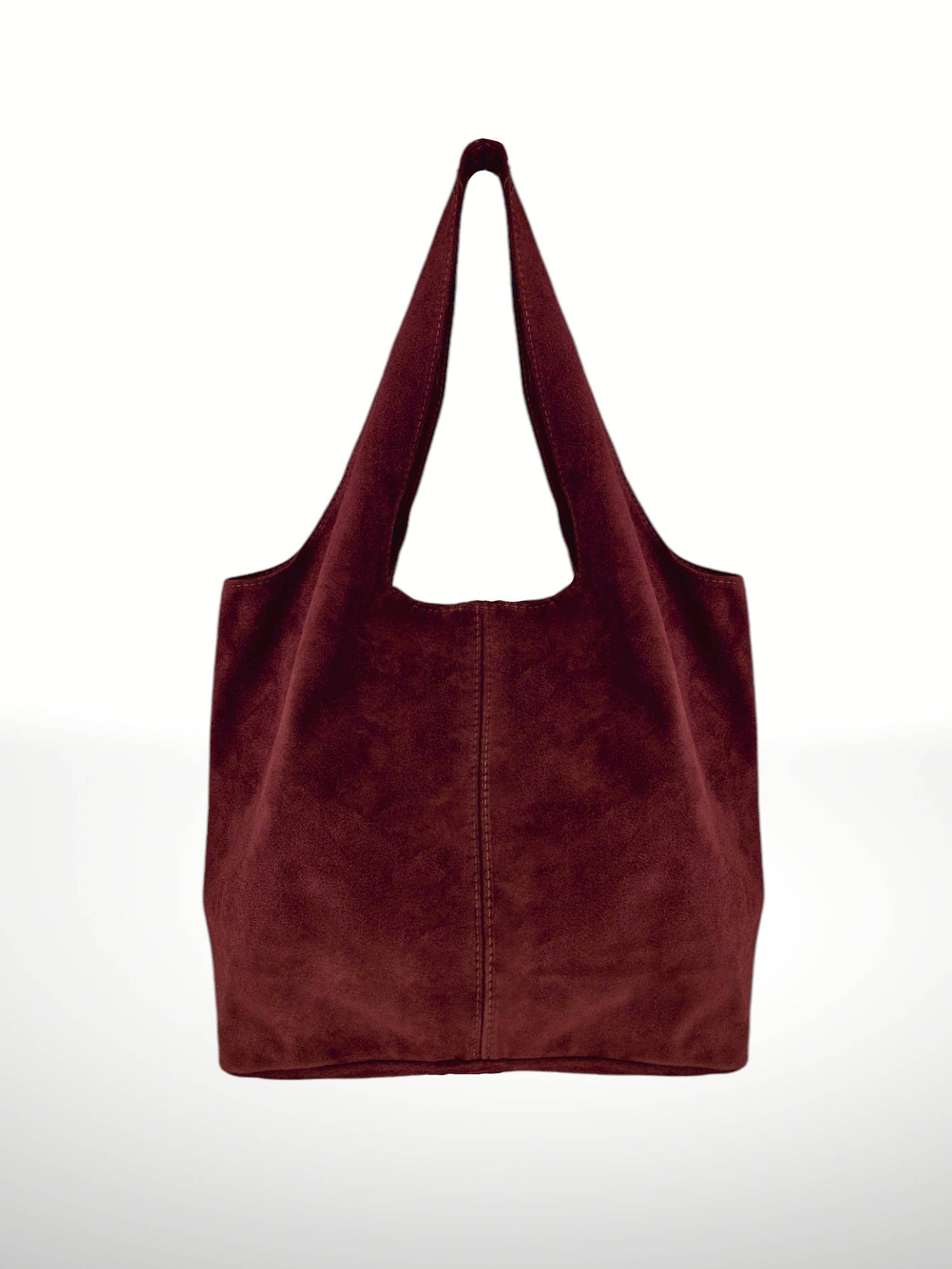 The Giannina Suede Shoulder Bag in Merlot