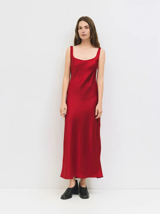 The Saylor Dress Midi Satin Slip Dress