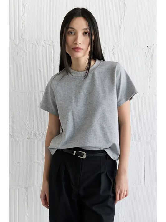 The Lanie Cotton Tee in Grey