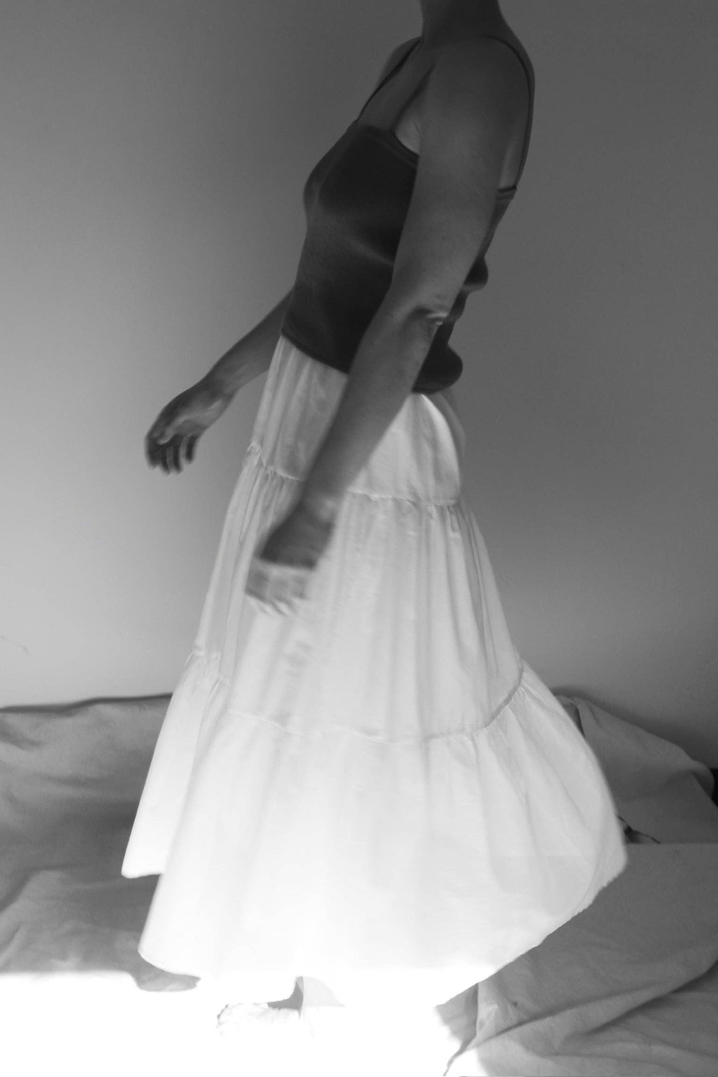 The MiMi Silk Cotton Voile Skirt in White