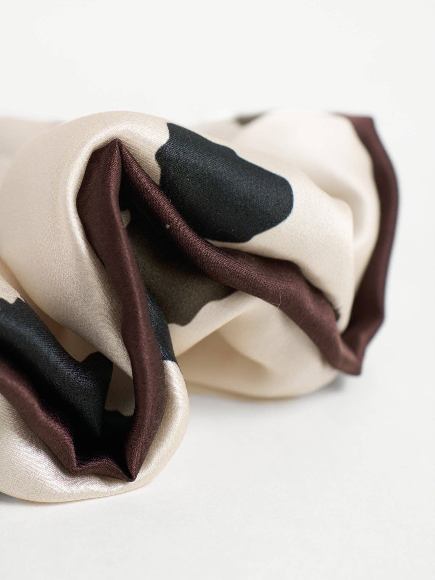 Spot Chic Oversized Silk Scrunchie in Cow Print