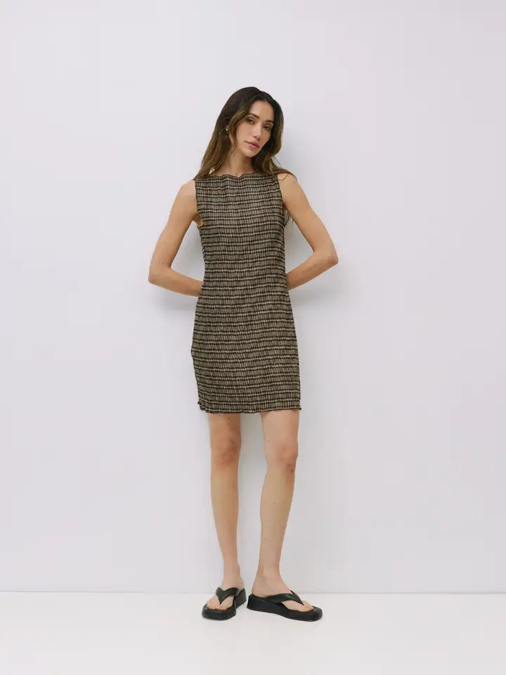 The Sabrina Dress in Crinkle Brown