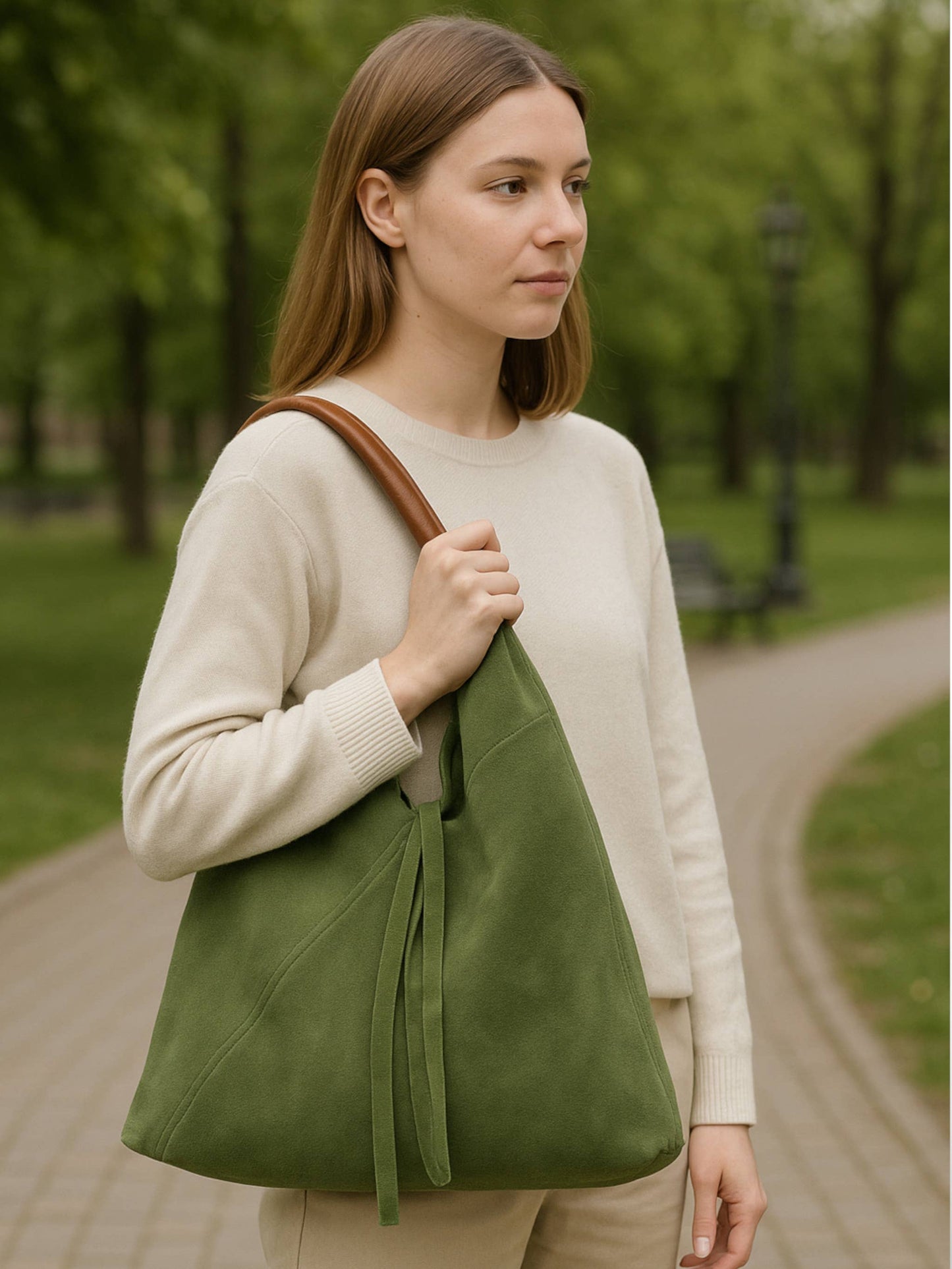 The Dema Suede Bag in Cafe