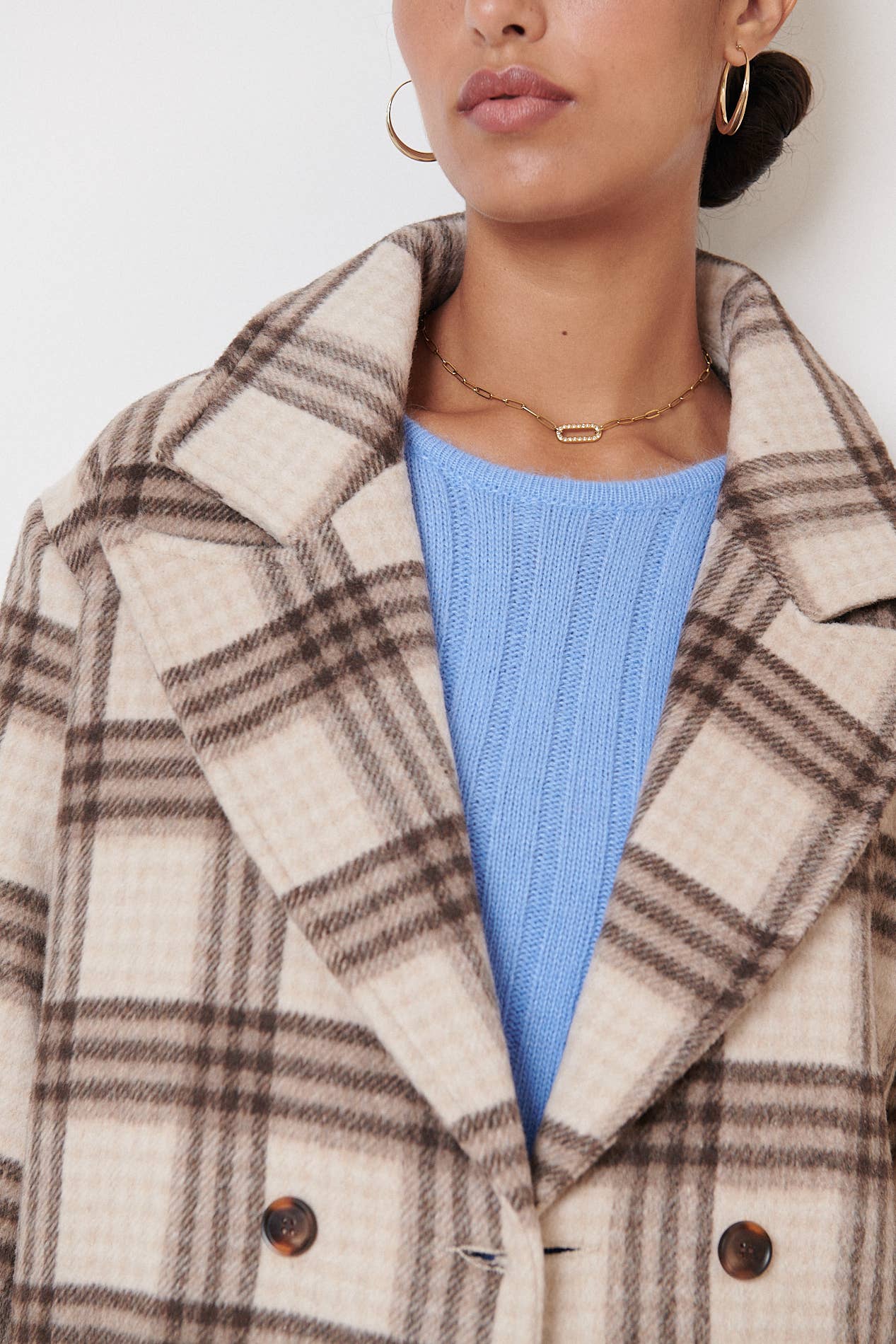 Womens plaid wrap fashion coat