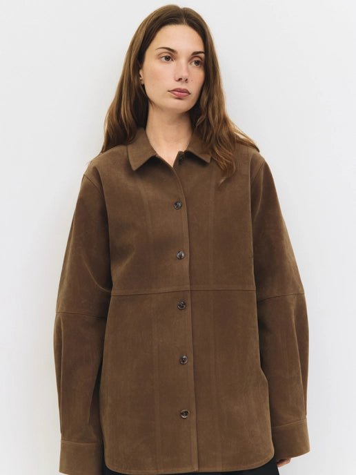 The Dean Faux Suede Jacket in Brown