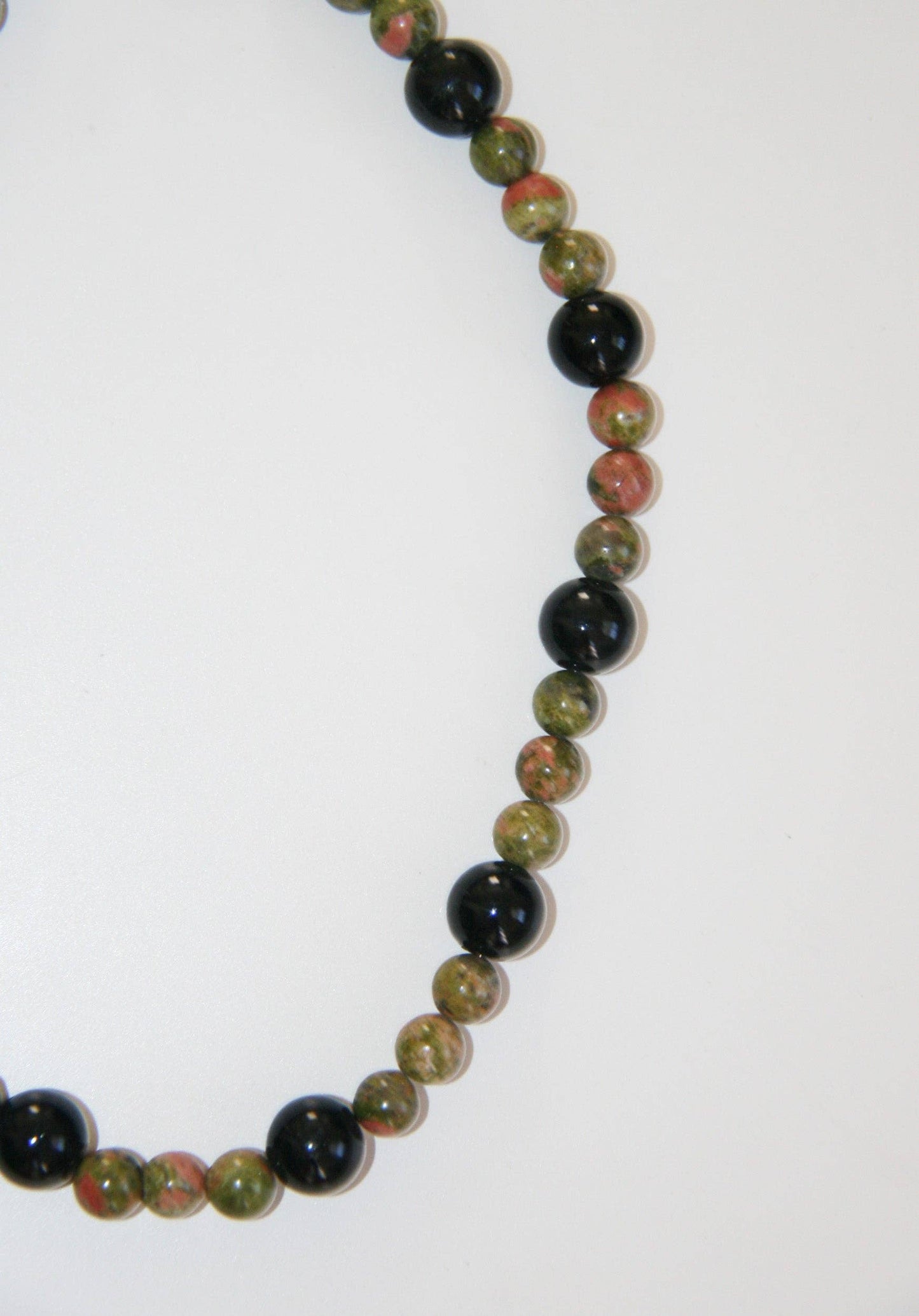 The Rumi Unakite Onyx Beaded Necklace with Gold-Filled Clasp 15"