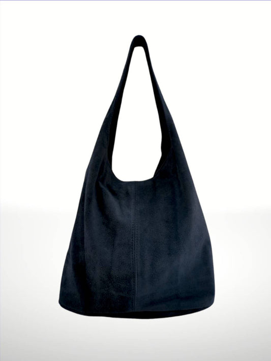 The Silvia Suede Bag in Navy blue