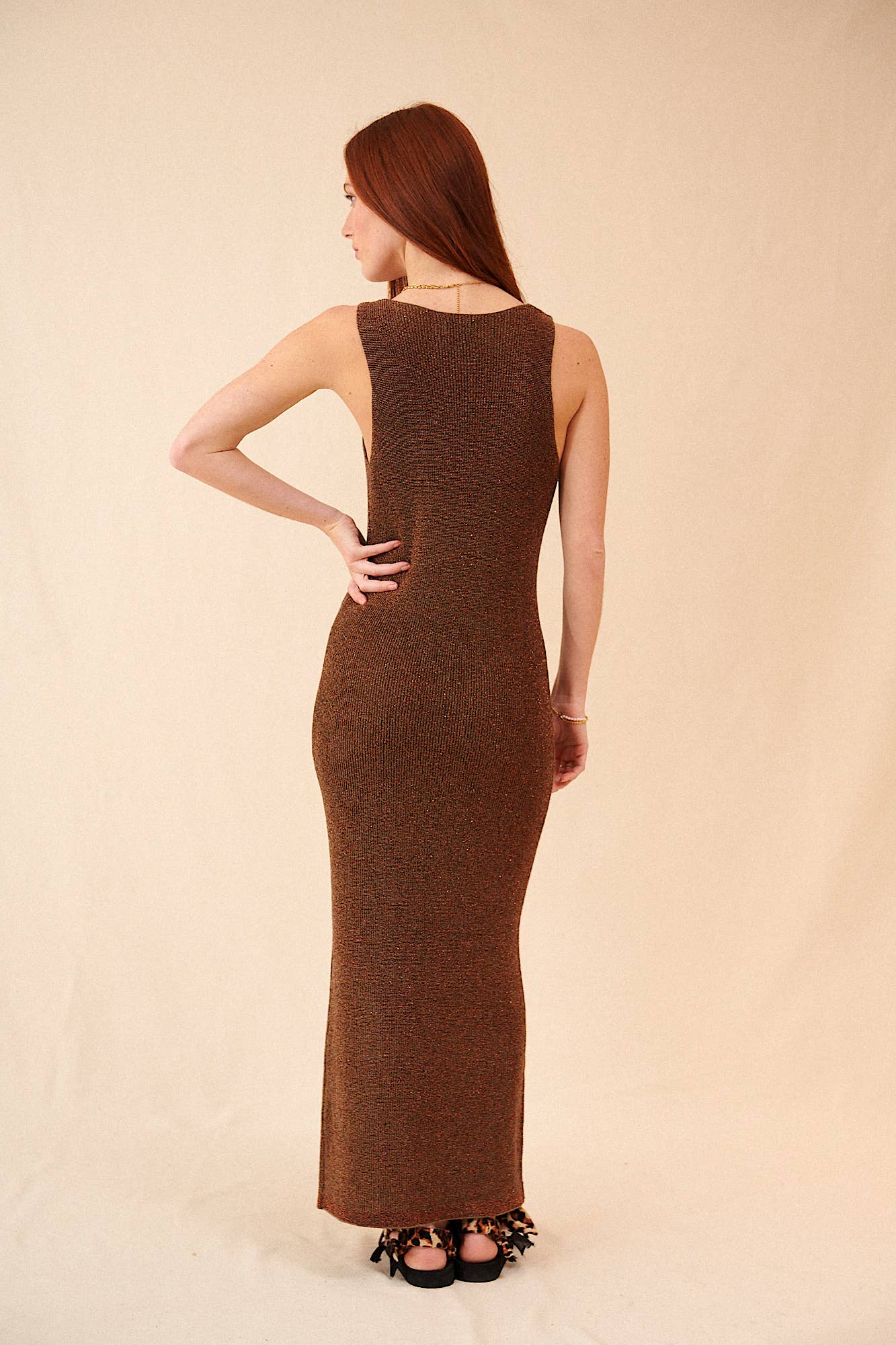 The Sibille Knit Midi Dress in Rust