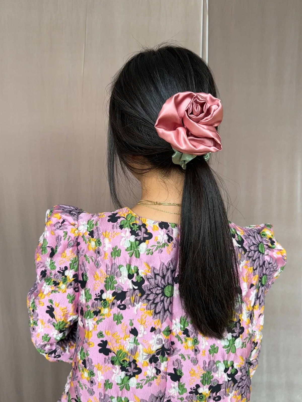 Rosette Scrunchie in Peach by Room Shop