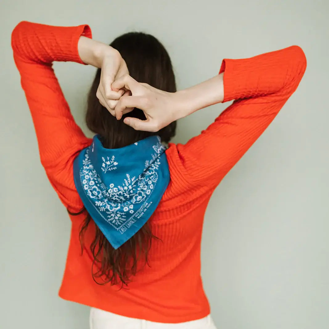 Cotton Field Scarf Bandana in Azure Blue