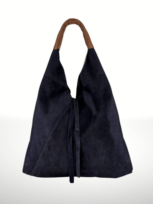 The Dema Suede Bag in Navy