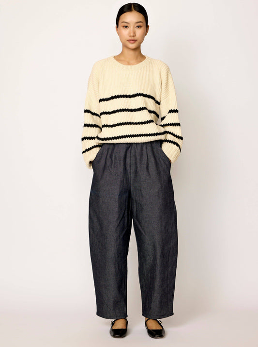 Cropped Field Cotton Stripe Sweater