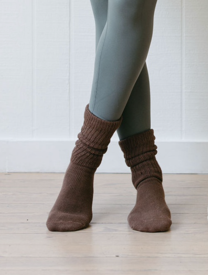 Slouchy grip socks - Brown: 5 - 7.5