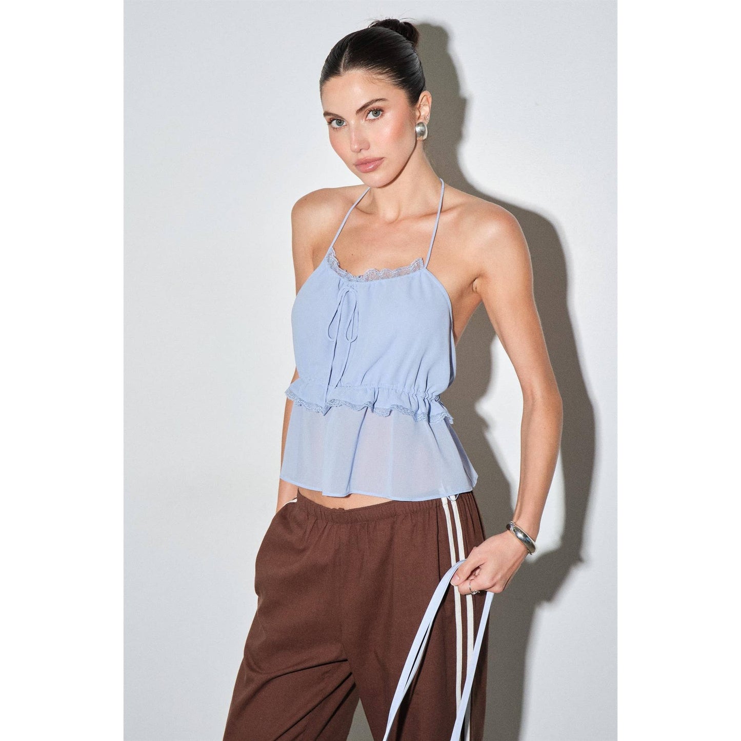 The Seren Chiffon Halter in Powder Blue