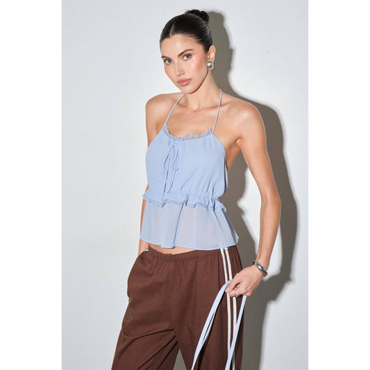 The Seren Chiffon Halter in Powder Blue