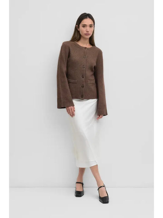 The Tyler Bell Sleeve Cardigan in Chestnut