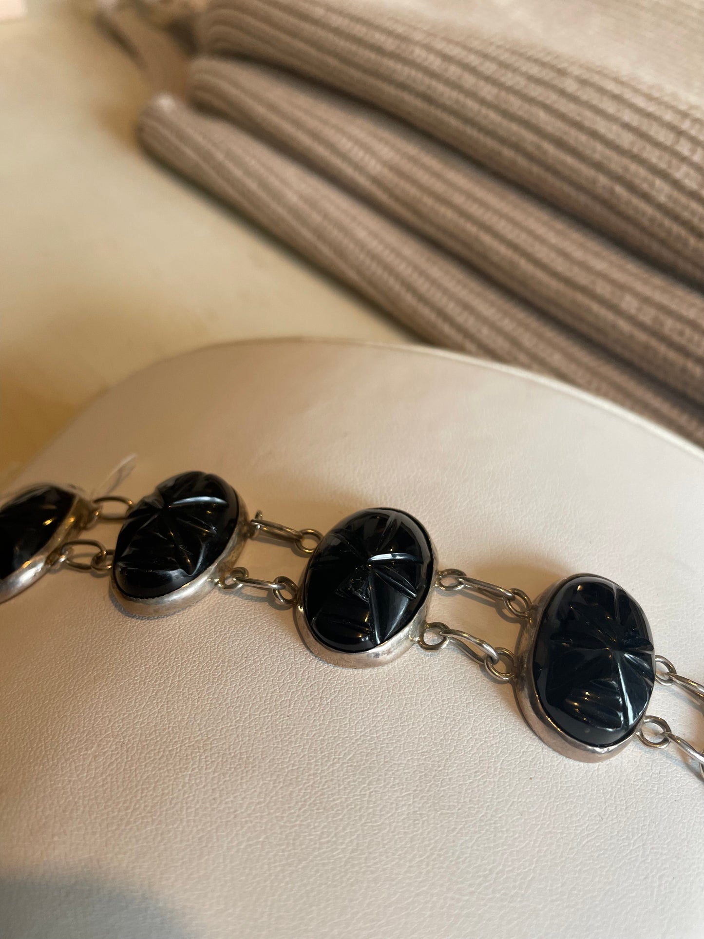 Vintage Black Onyx Sterling Silver Bracelet