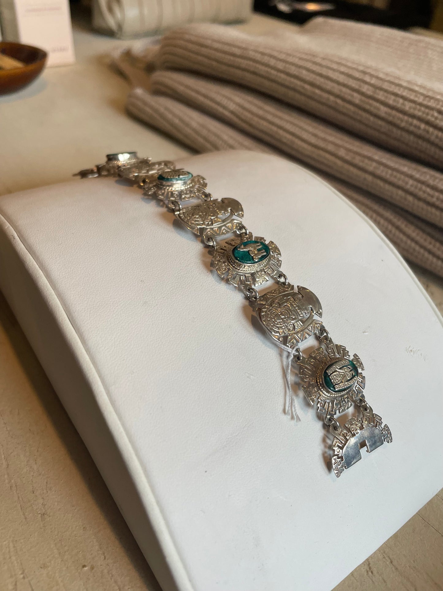 Vintage Peruvian Silver Tribal Link Bracelet