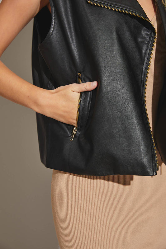 The Lauren Faux Oversized Leather Vest